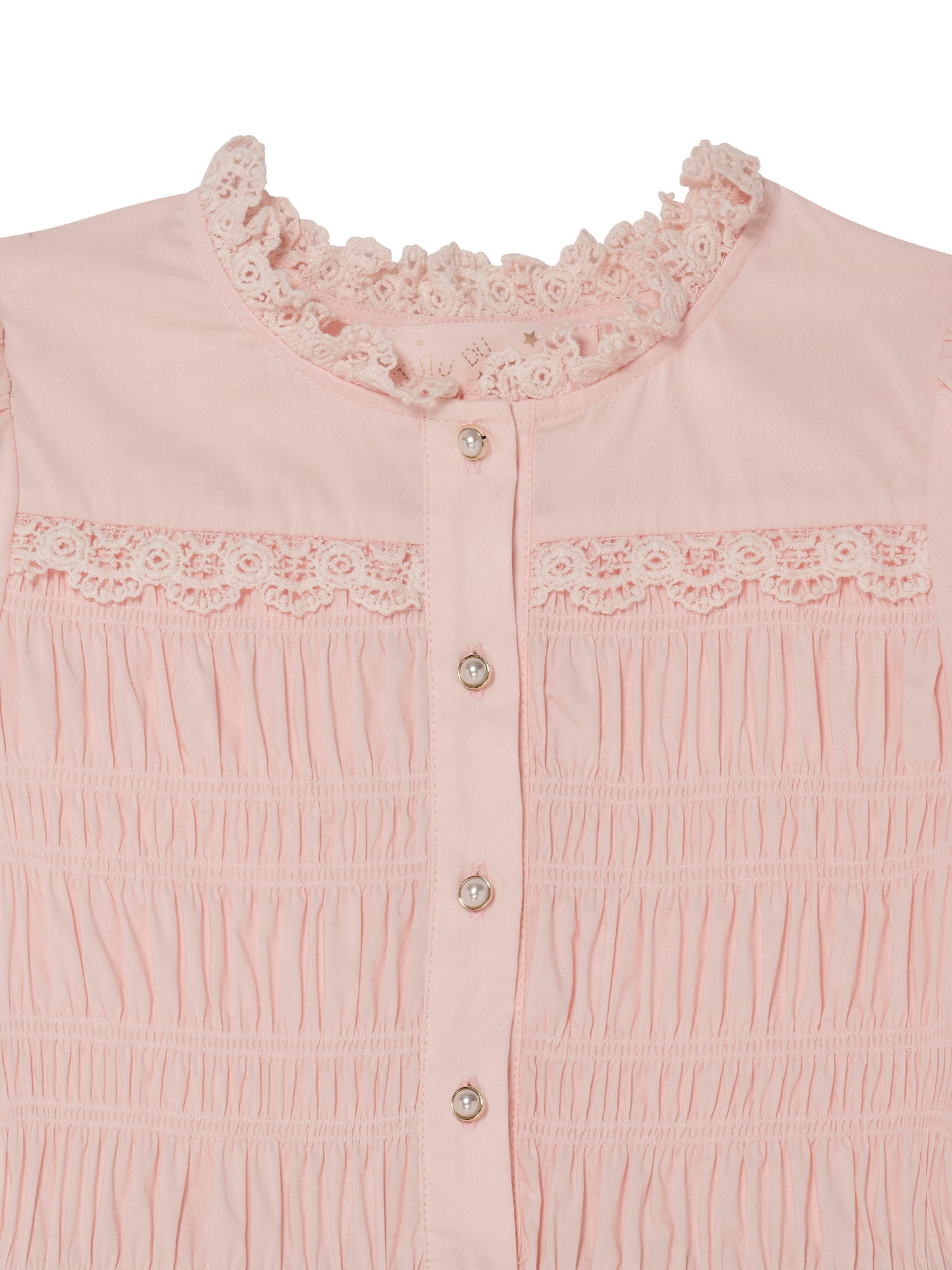 Brigitte Dress - Tiered Cotton Dress with Lace Trim and Smocked Bodice
