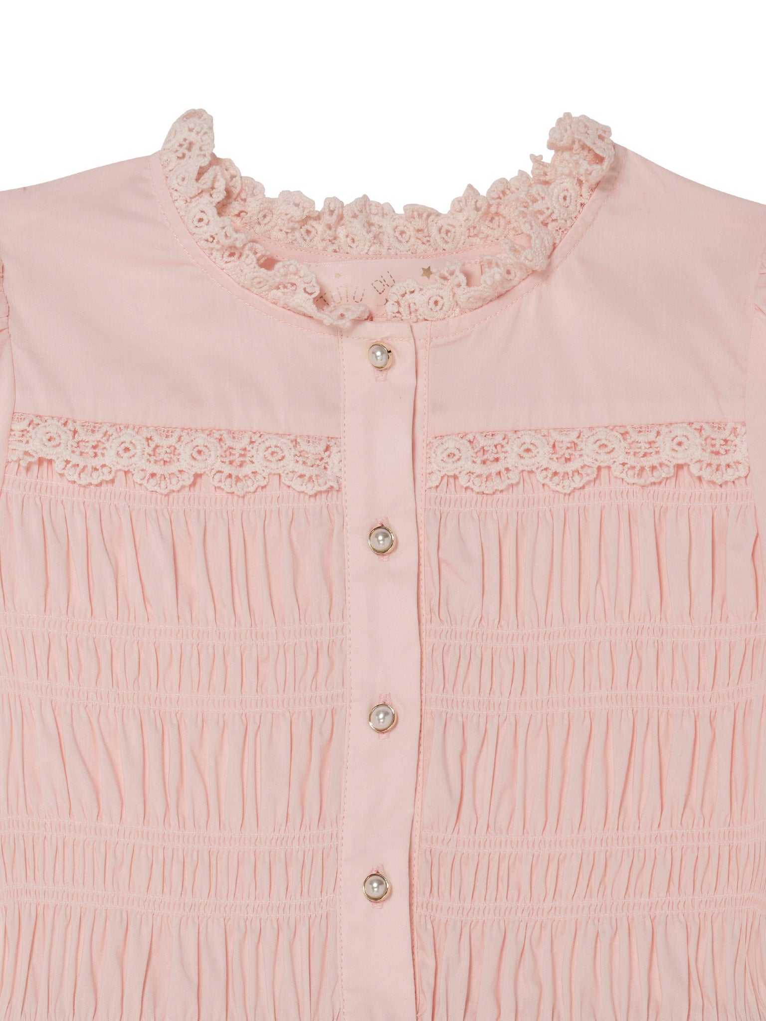 Brigitte Dress - Tiered Cotton Dress with Lace Trim and Smocked Bodice
