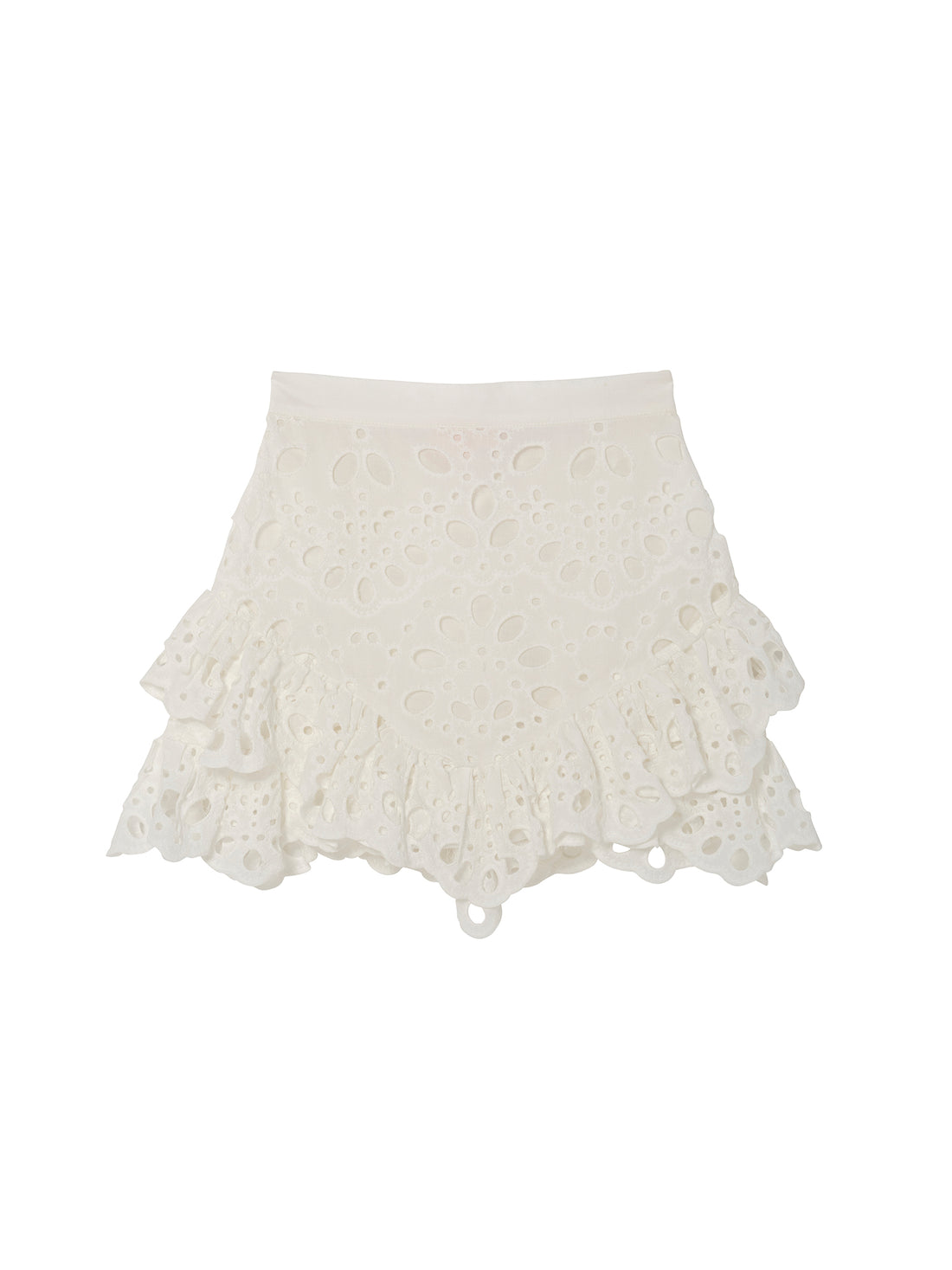 La Croisette Skirt - Broderie Anglaise Skirt with Tiered Ruffle Hem