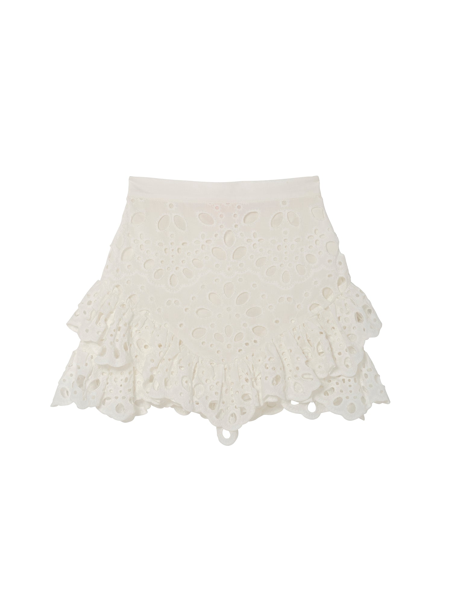 La Croisette Skirt - Broderie Anglaise Skirt with Tiered Ruffle Hem