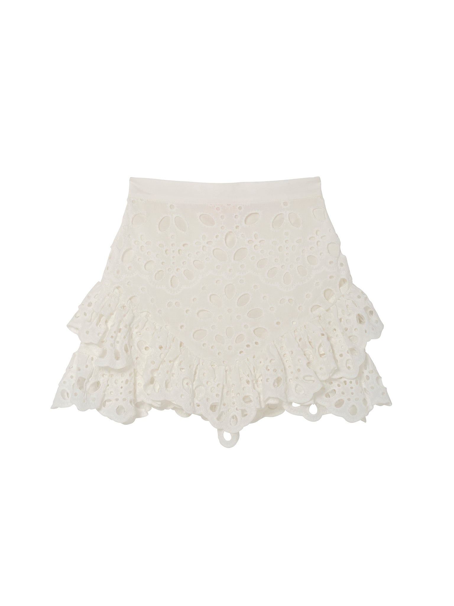 La Croisette Skirt - Broderie Anglaise Skirt with Tiered Ruffle Hem