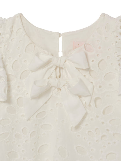 La Croisette Top - Sleeveless Broderie Anglaise Top with Ruffle Detail