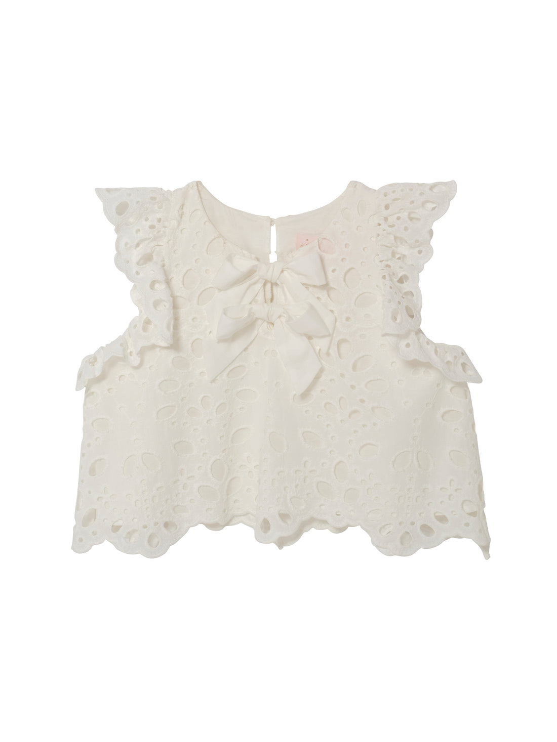 La Croisette Top - Sleeveless Broderie Anglaise Top with Ruffle Detail