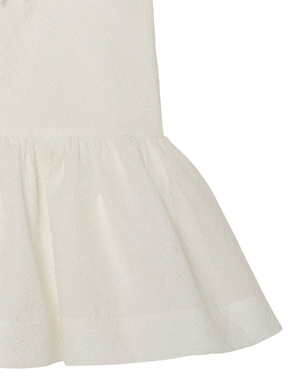 Étoile Dress - Sleeveless Textured Dress with Bow Detail and Gathered Skirt