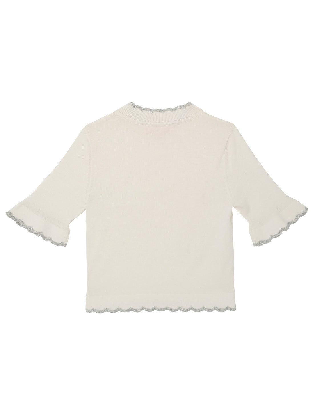 Elyseé Top - Short Sleeve Knit Top with Scalloped Edge Finish