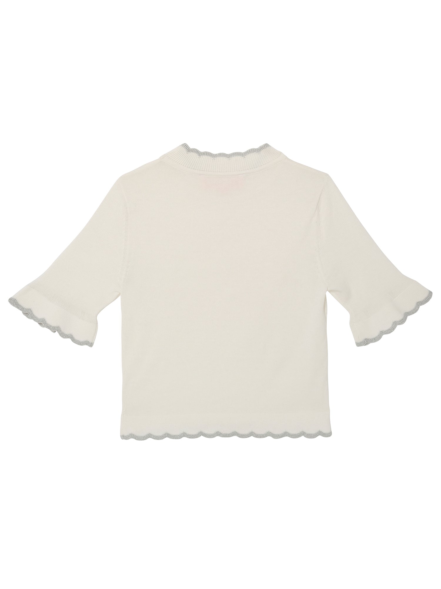 Elyseé Top - Short Sleeve Knit Top with Scalloped Edge Finish