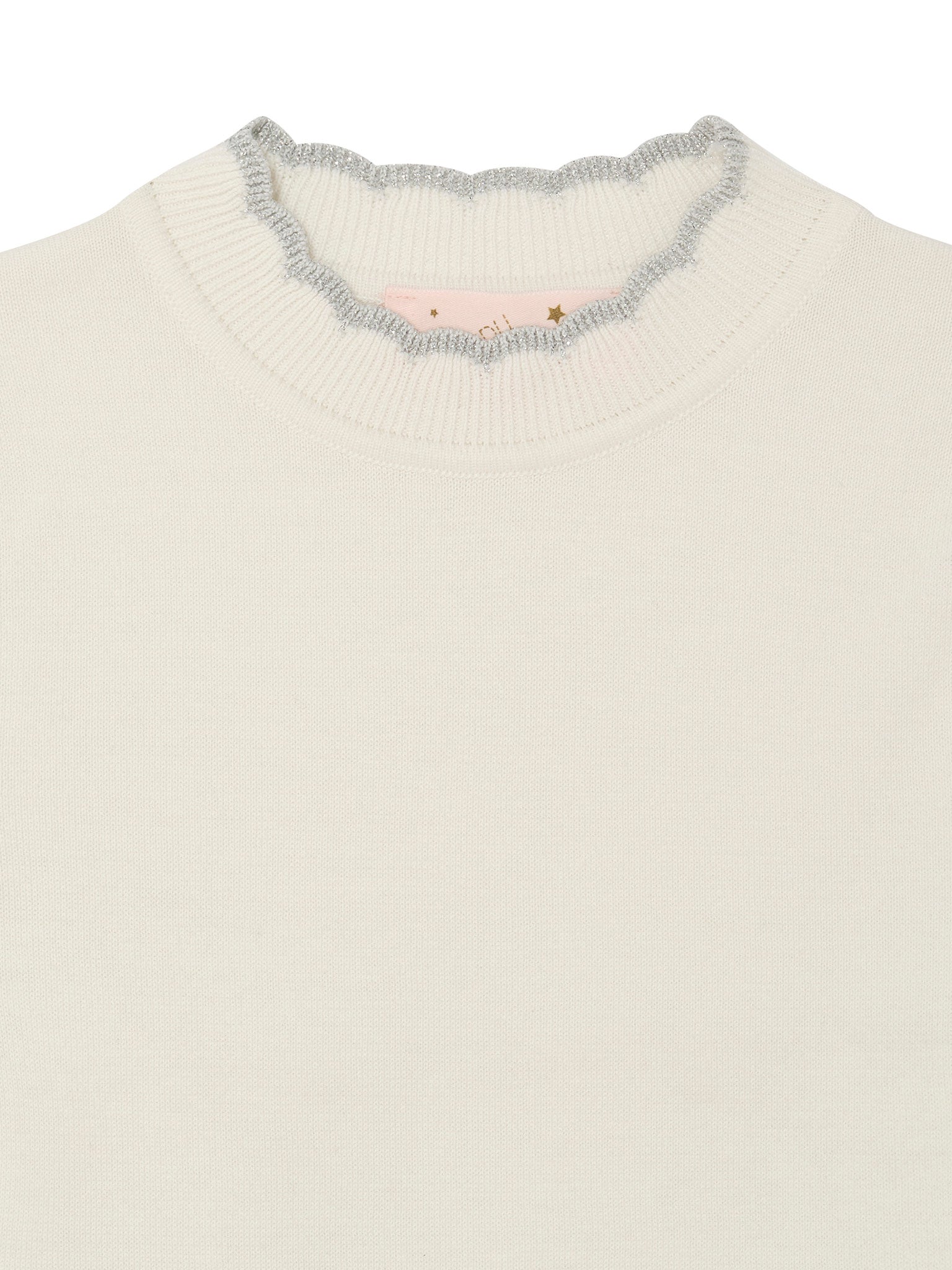 Elyseé Top - Short Sleeve Knit Top with Scalloped Edge Finish