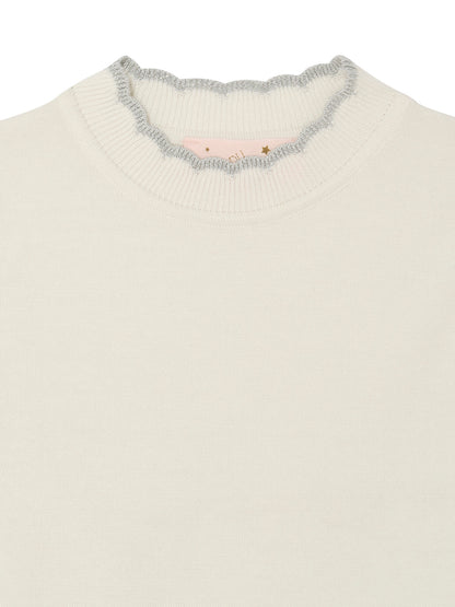 Elyseé Top - Short Sleeve Knit Top with Scalloped Edge Finish