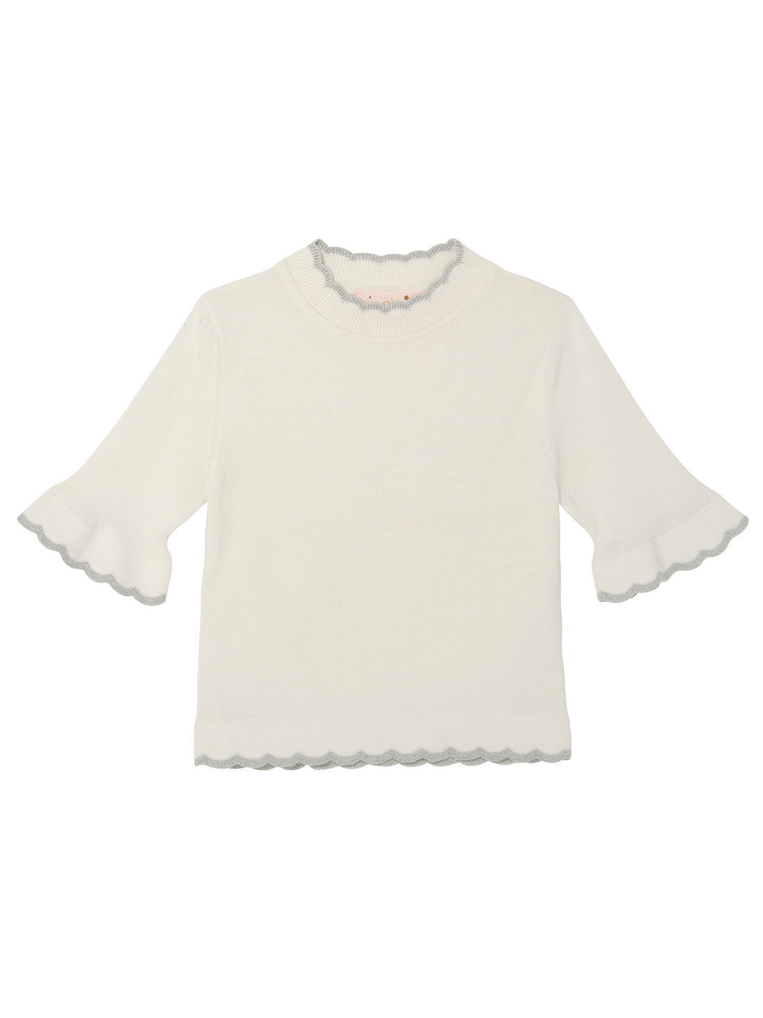 Elyseé Top - Short Sleeve Knit Top with Scalloped Edge Finish