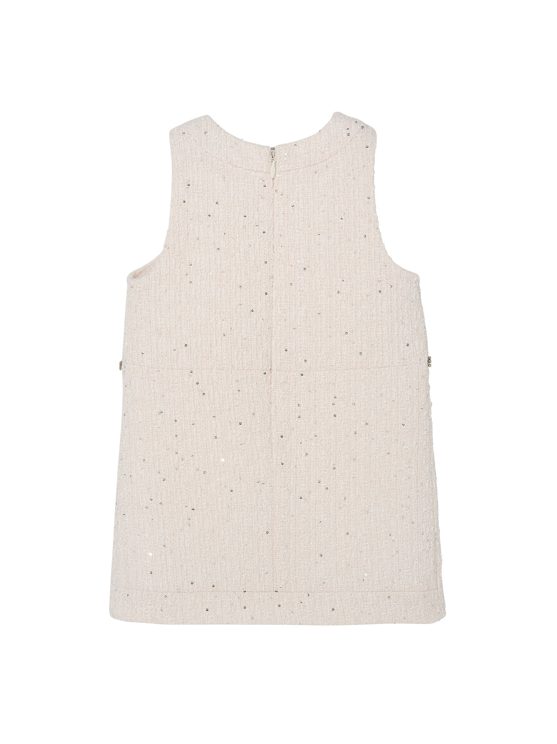 Audrey Dress - Sleeveless Textured Shift Dress with Decorative Waist Trim