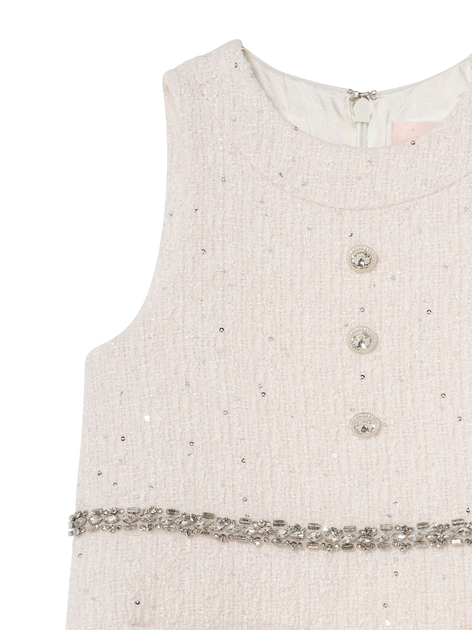 Audrey Dress - Sleeveless Textured Shift Dress with Decorative Waist Trim