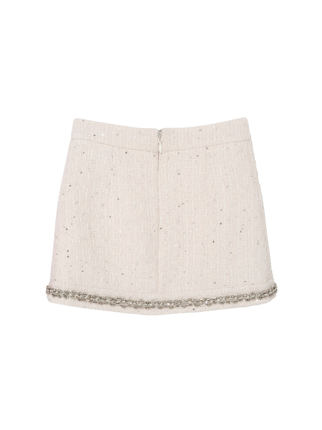 Audrey Skirt - Textured Mini Skirt with Decorative Hem Trim