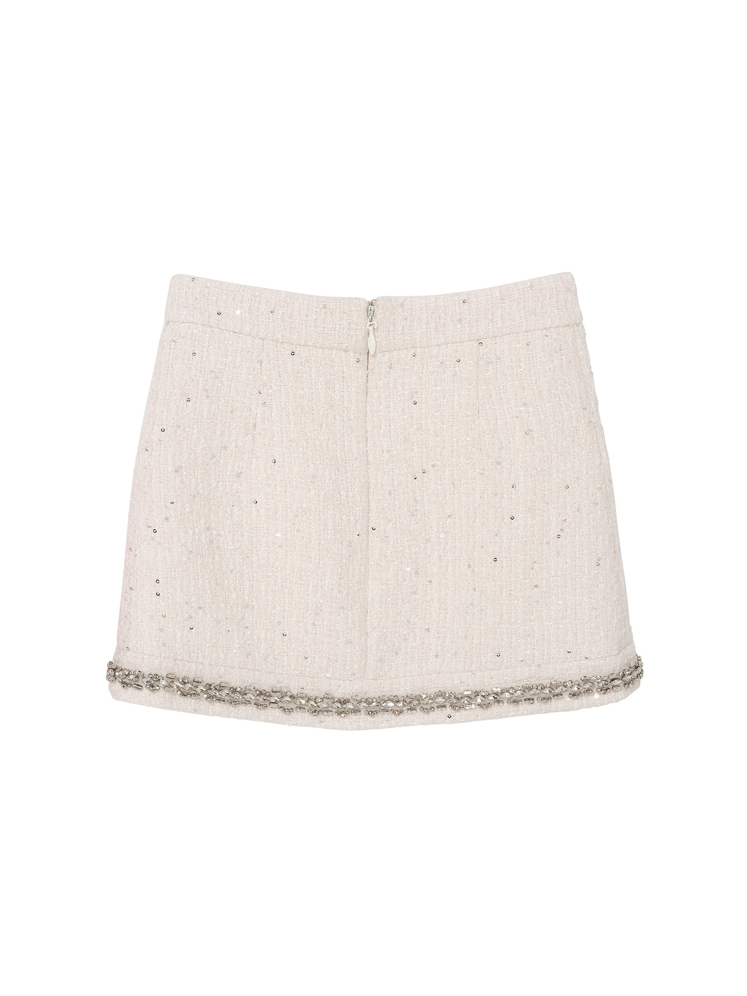 Audrey Skirt - Textured Mini Skirt with Decorative Hem Trim