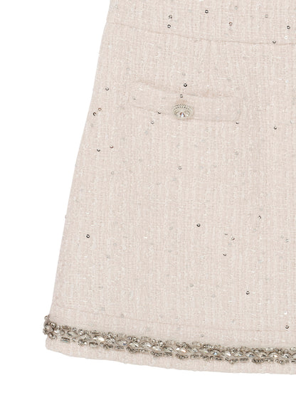 Audrey Skirt - Textured Mini Skirt with Decorative Hem Trim