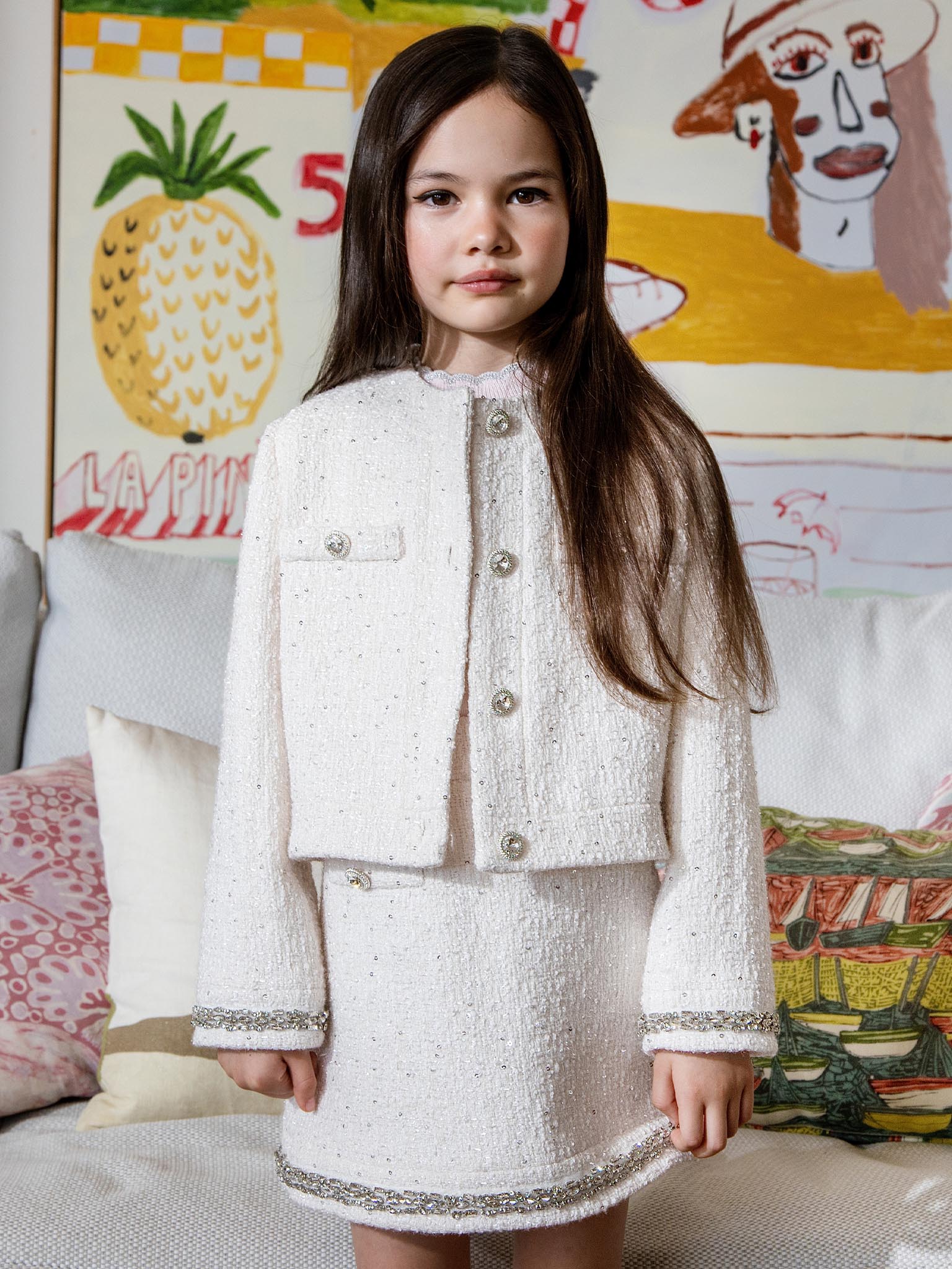 Audrey Jacket - Cropped Textured Jacket with Button Front and Trim Detail