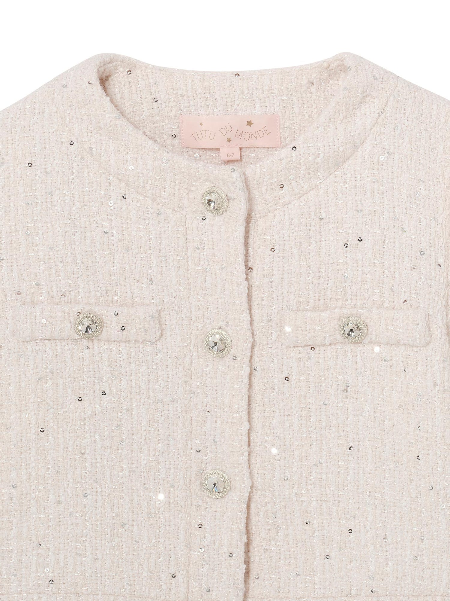 Audrey Jacket - Cropped Textured Jacket with Button Front and Trim Detail