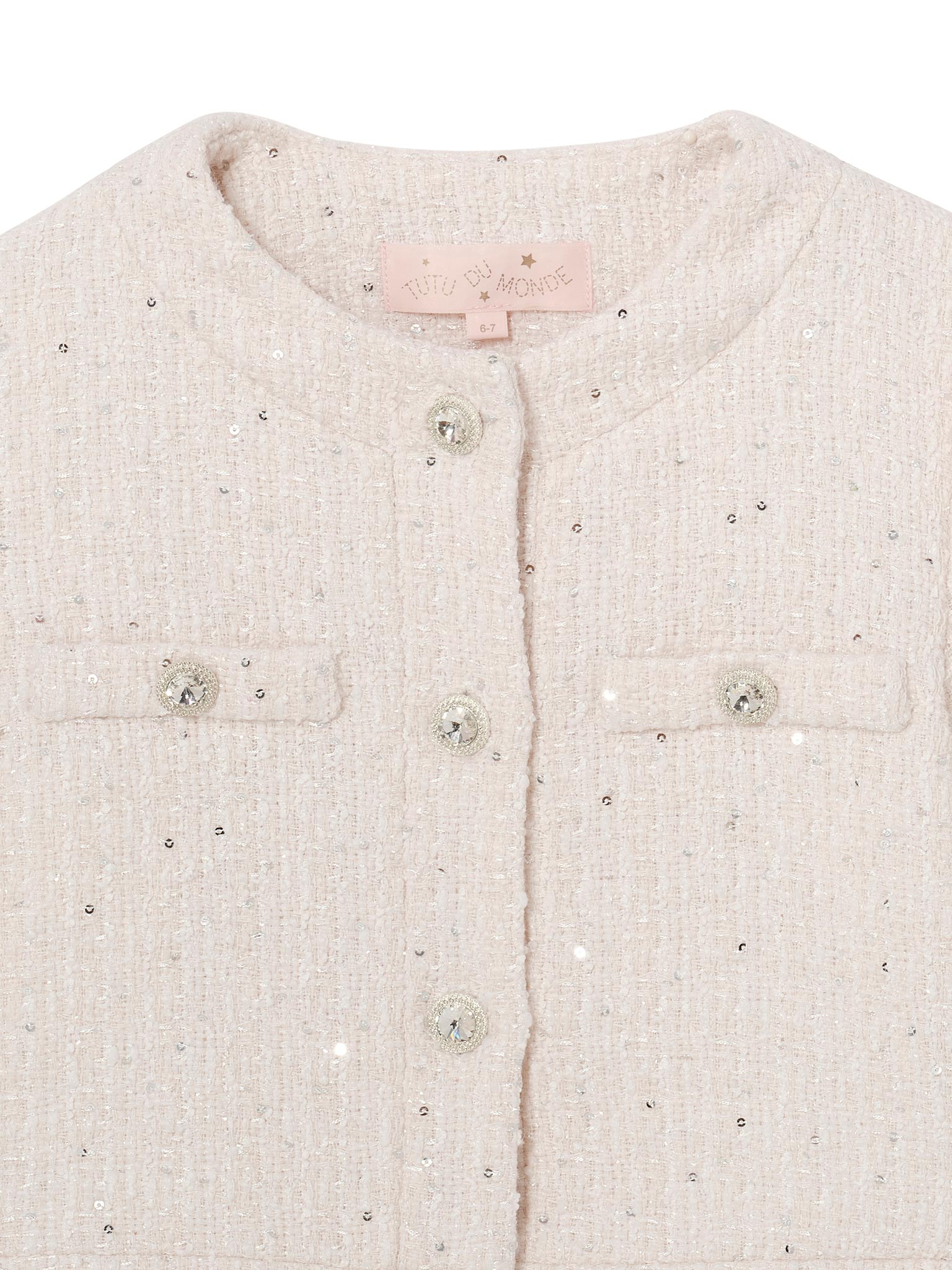 Audrey Jacket - Cropped Textured Jacket with Button Front and Trim Detail