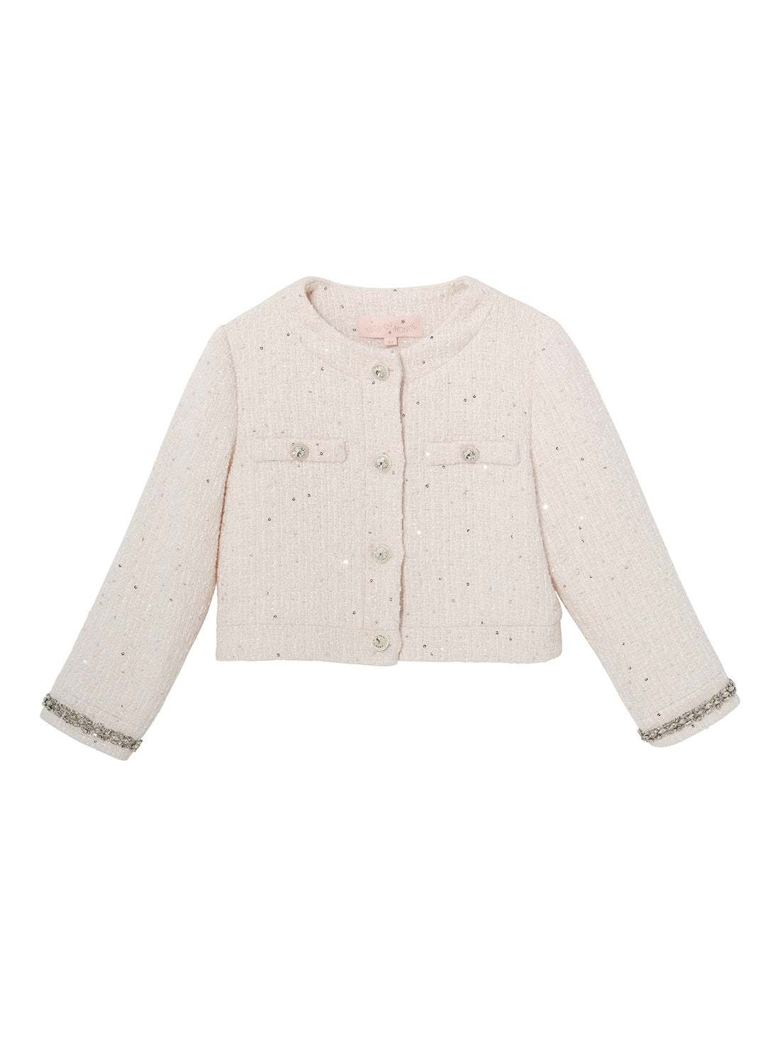 Audrey Jacket - Cropped Textured Jacket with Button Front and Trim Detail