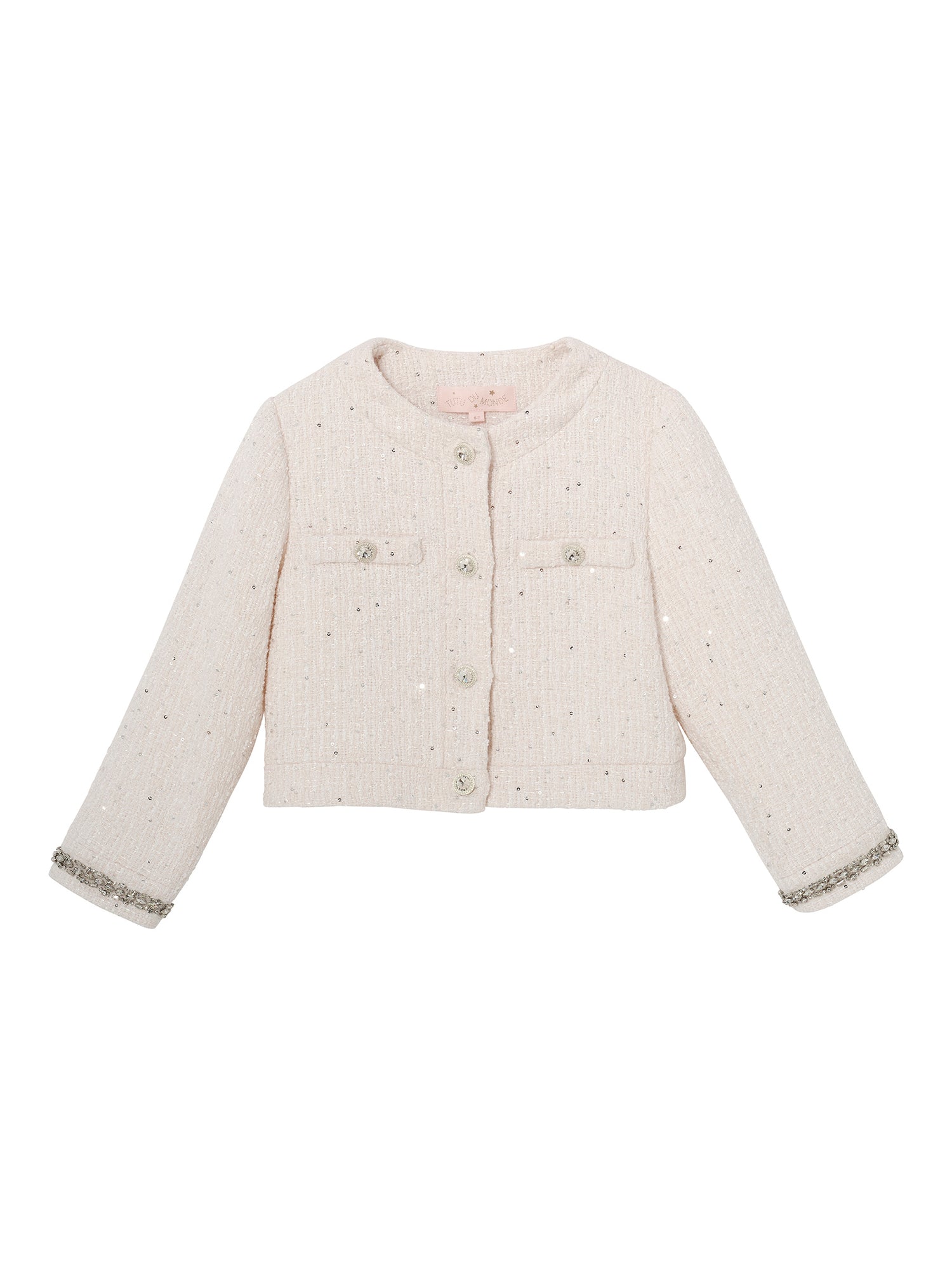 Audrey Jacket - Cropped Textured Jacket with Button Front and Trim Detail