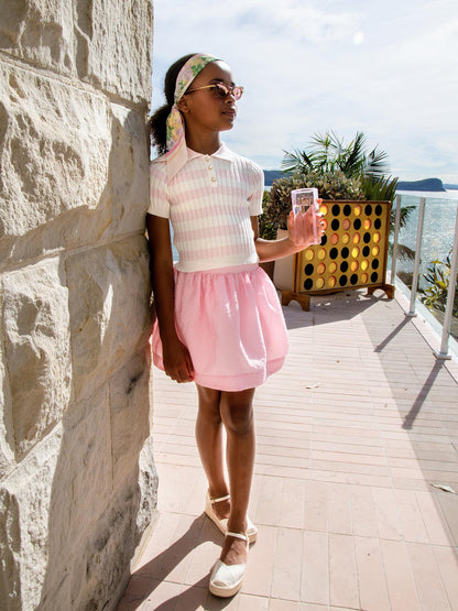 Saint-Tropez Skirt - Textured A Line Skirt with Soft Gathered Waist