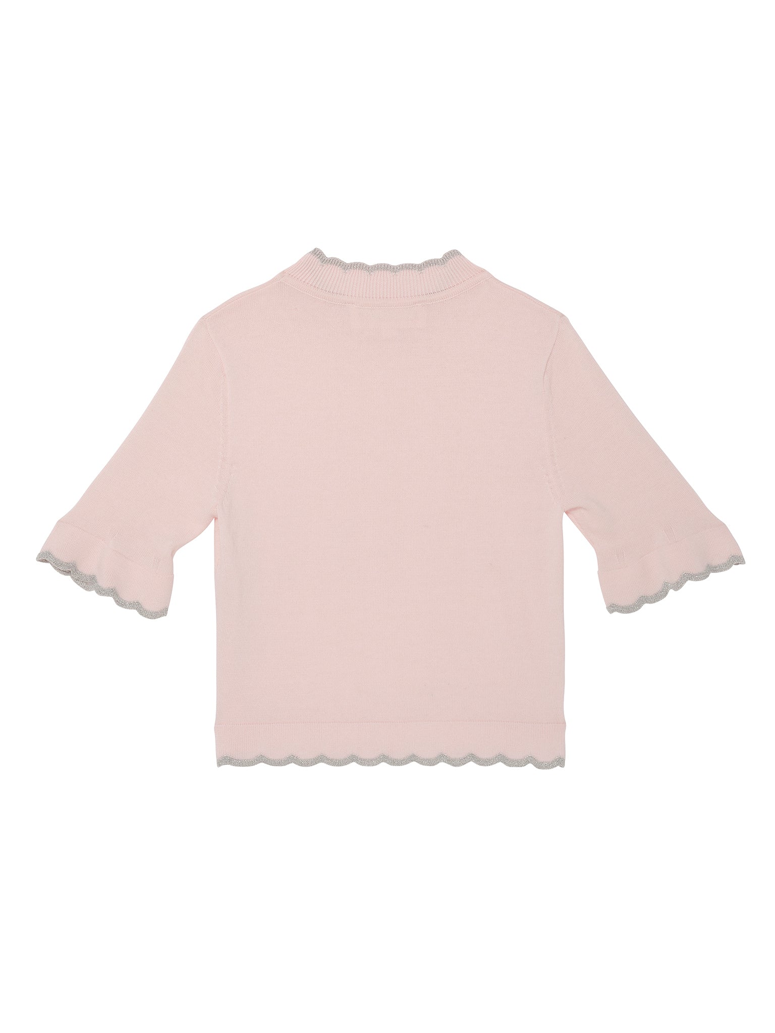 Elyseé Top - Short Sleeve Knit Top with Scalloped Trim