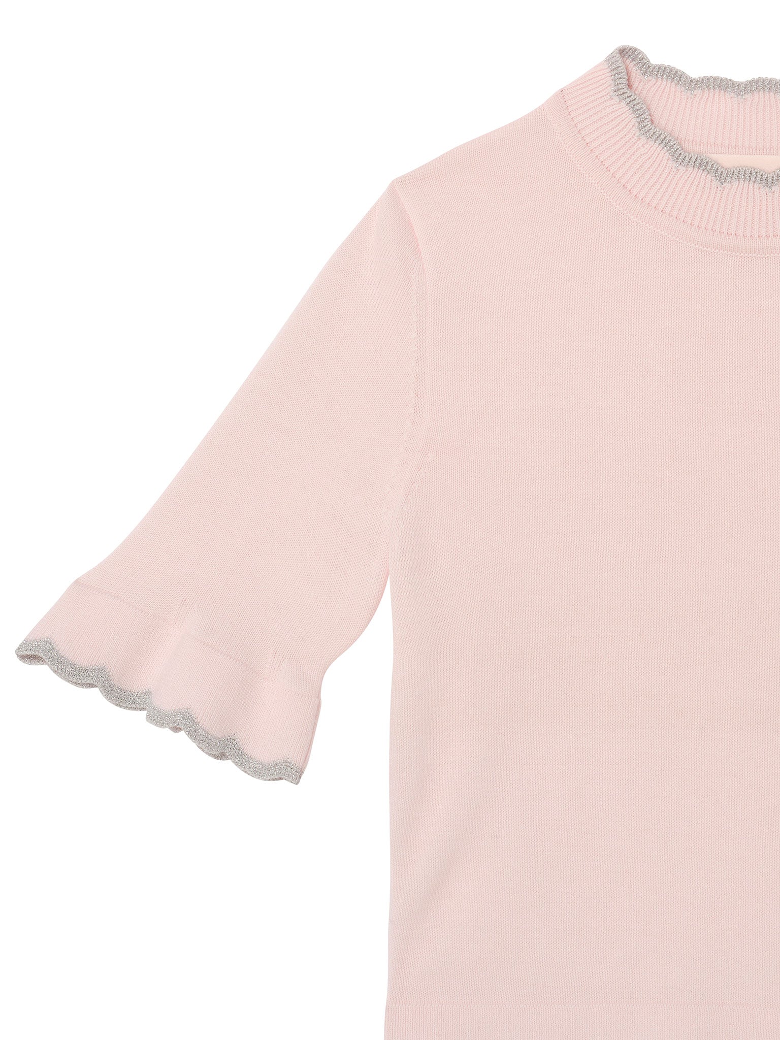 Elyseé Top - Short Sleeve Knit Top with Scalloped Trim