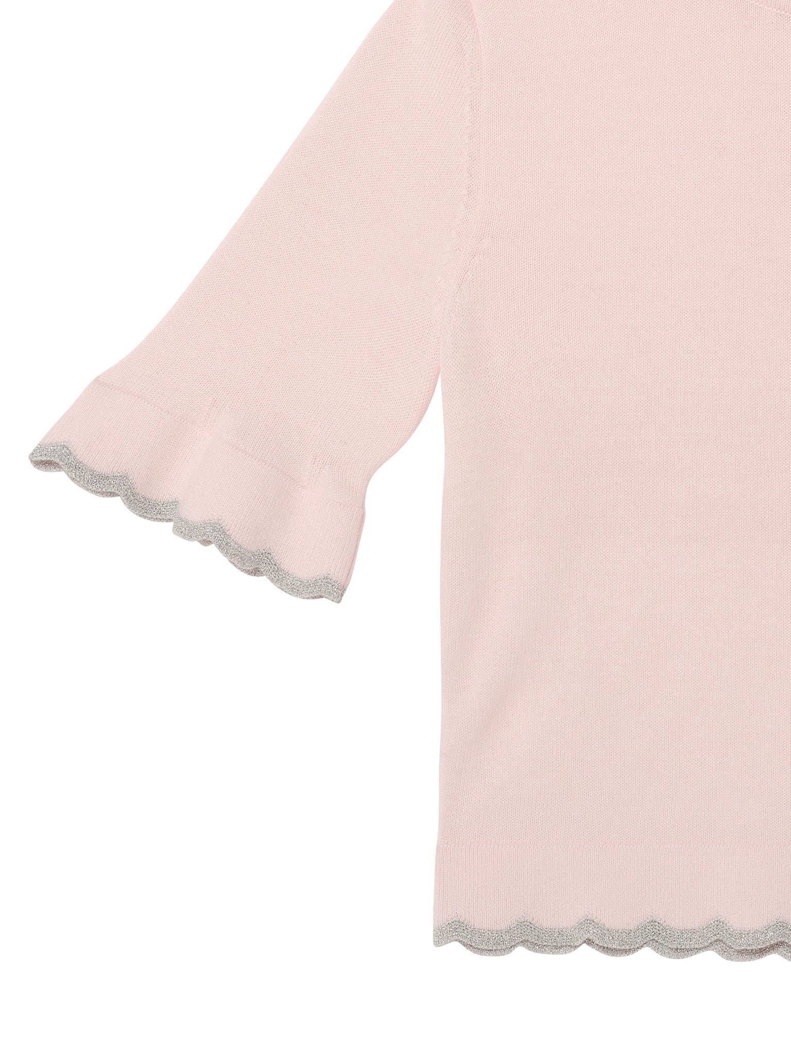 Elyseé Top - Short Sleeve Knit Top with Scalloped Trim