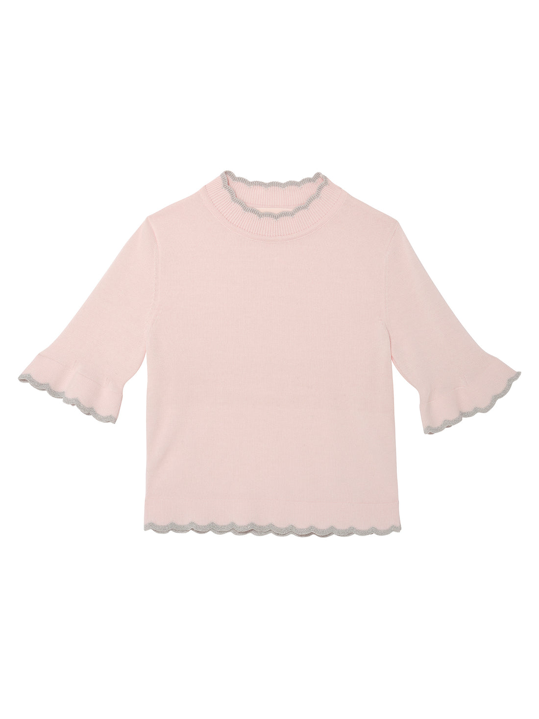 Elyseé Top - Short Sleeve Knit Top with Scalloped Trim