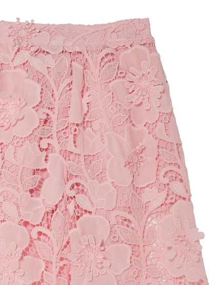 Riviera Rose Pants - Floral Lace Wide Leg Pants with Elastic Waist