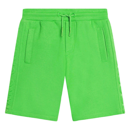 Neon Green Bermuda Shorts with Embossed Logo