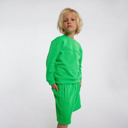 Neon Green Bermuda Shorts with Embossed Logo