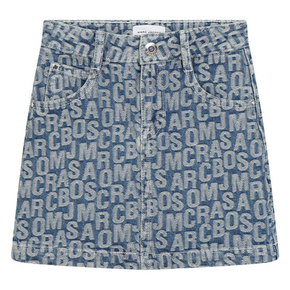 Jumbled Logo Denim Skirt