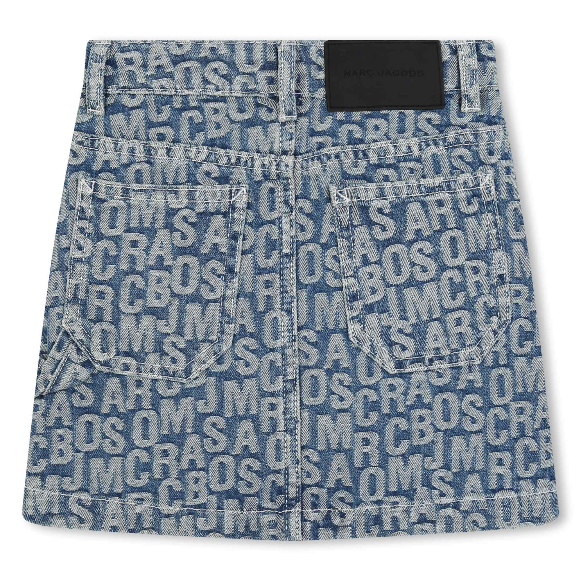 Jumbled Logo Jacquard Denim Skirt