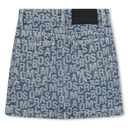 Jumbled Logo Jacquard Denim Skirt