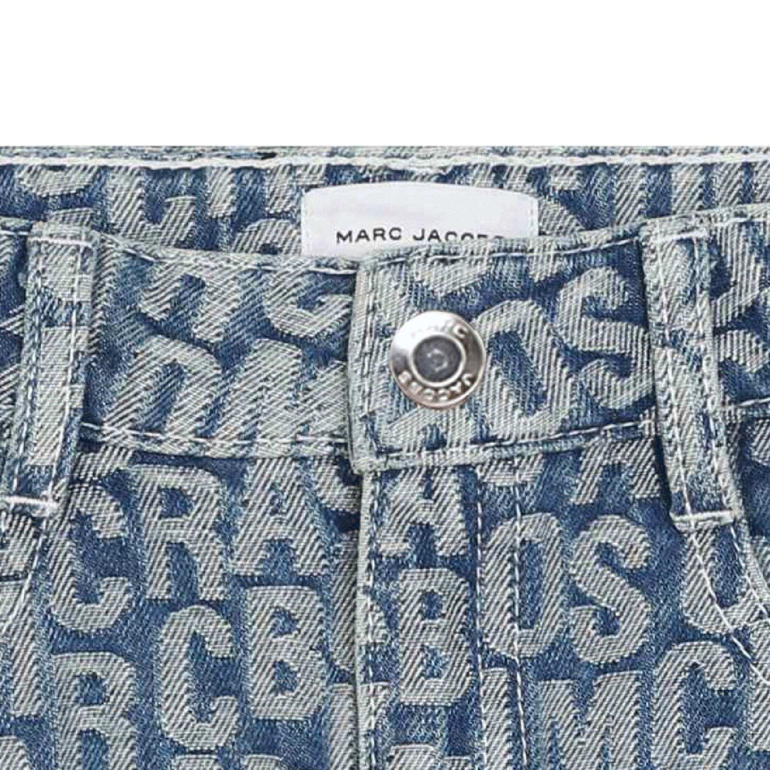 Jumbled Logo Jacquard Denim Skirt