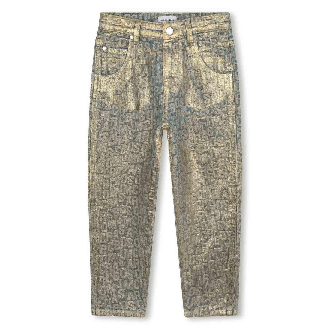 Gold Metallic Denim Trousers for Kids