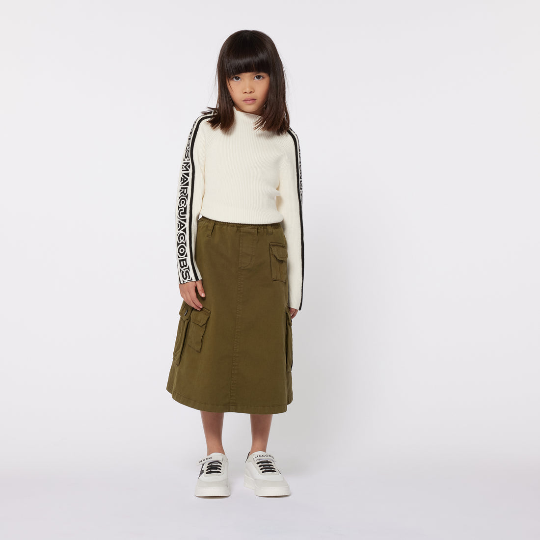 Long Cotton Twill Multipocket Skirt