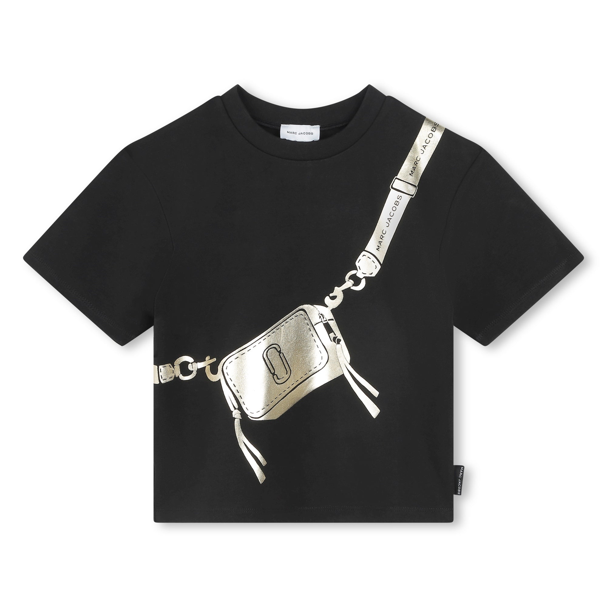 Black Short Sleeve Tee with Bag Illustration