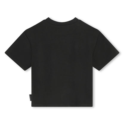 Black Short Sleeve Tee with Bag Illustration