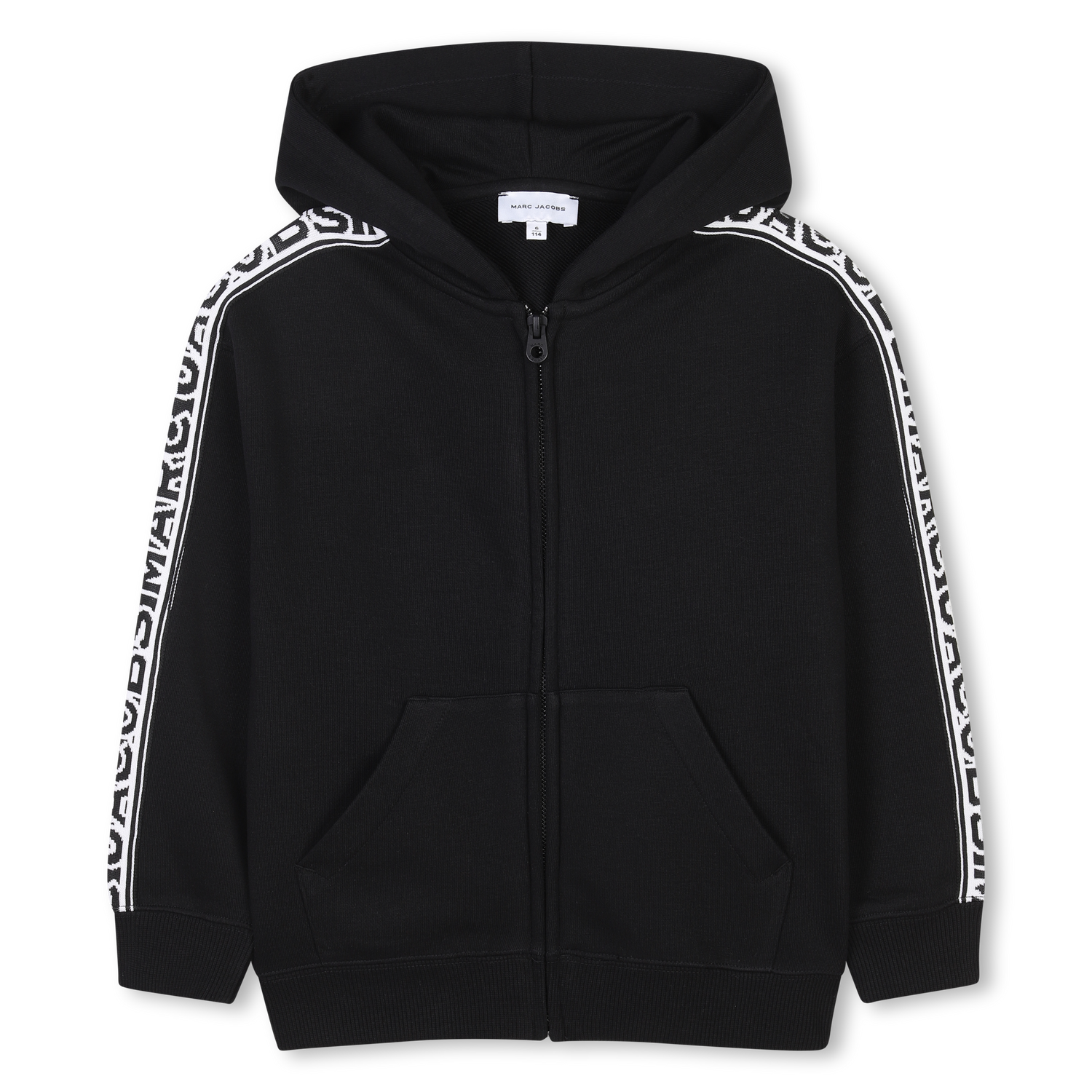 Hooded Zip-Up Cardigan with Logo Tape