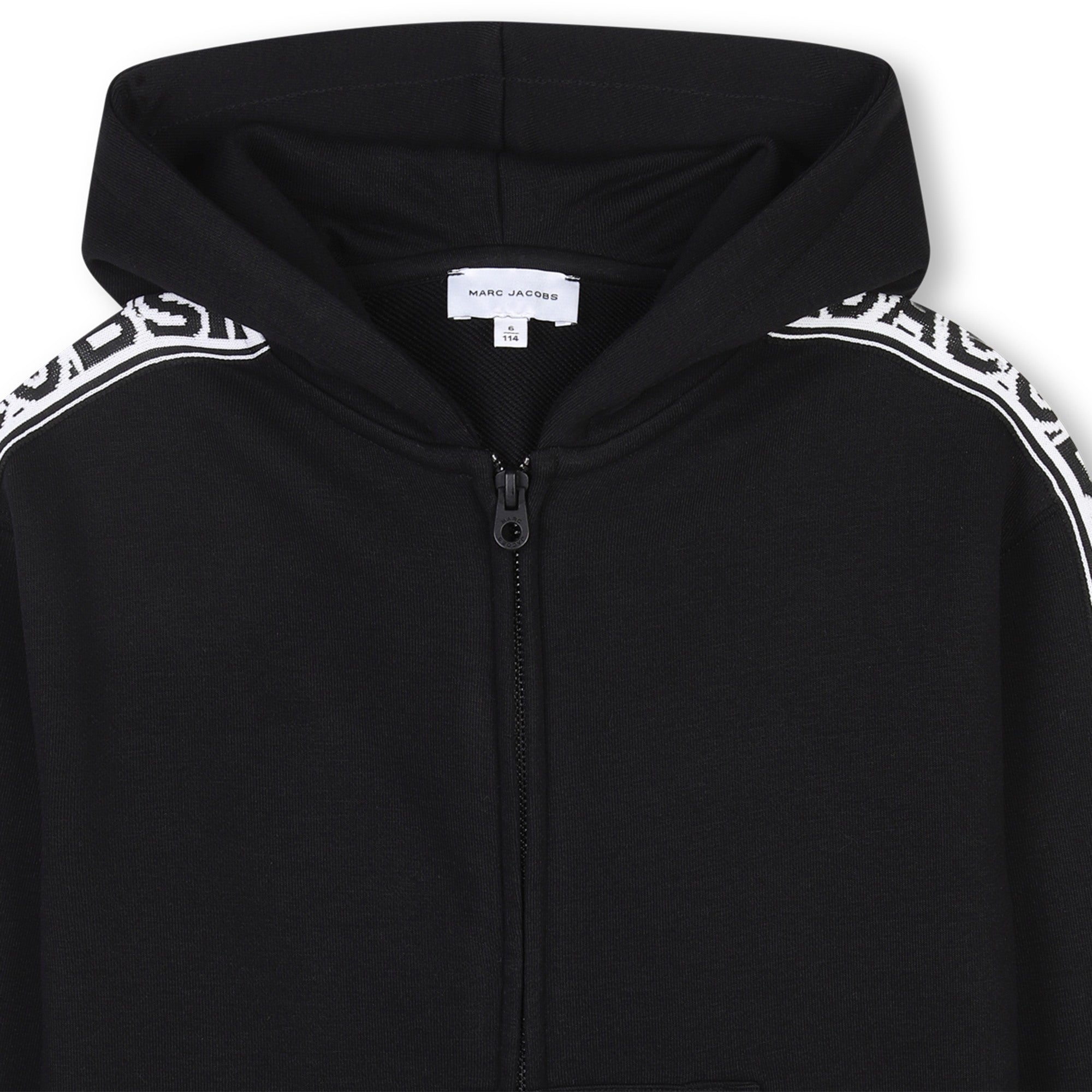 Hooded Zip-Up Cardigan with Logo Tape