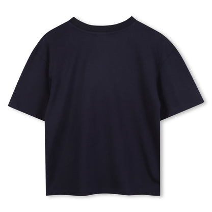 Short Sleeve T-Shirt with Jewel Embellishment, Navy
