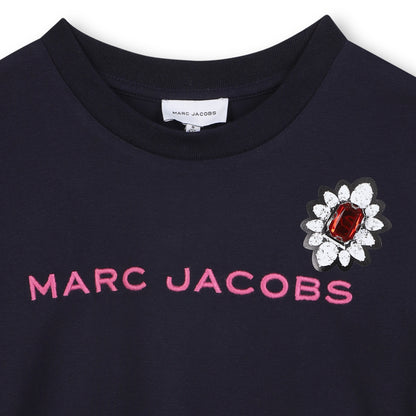 Short Sleeve T-Shirt with Jewel Embellishment, Navy