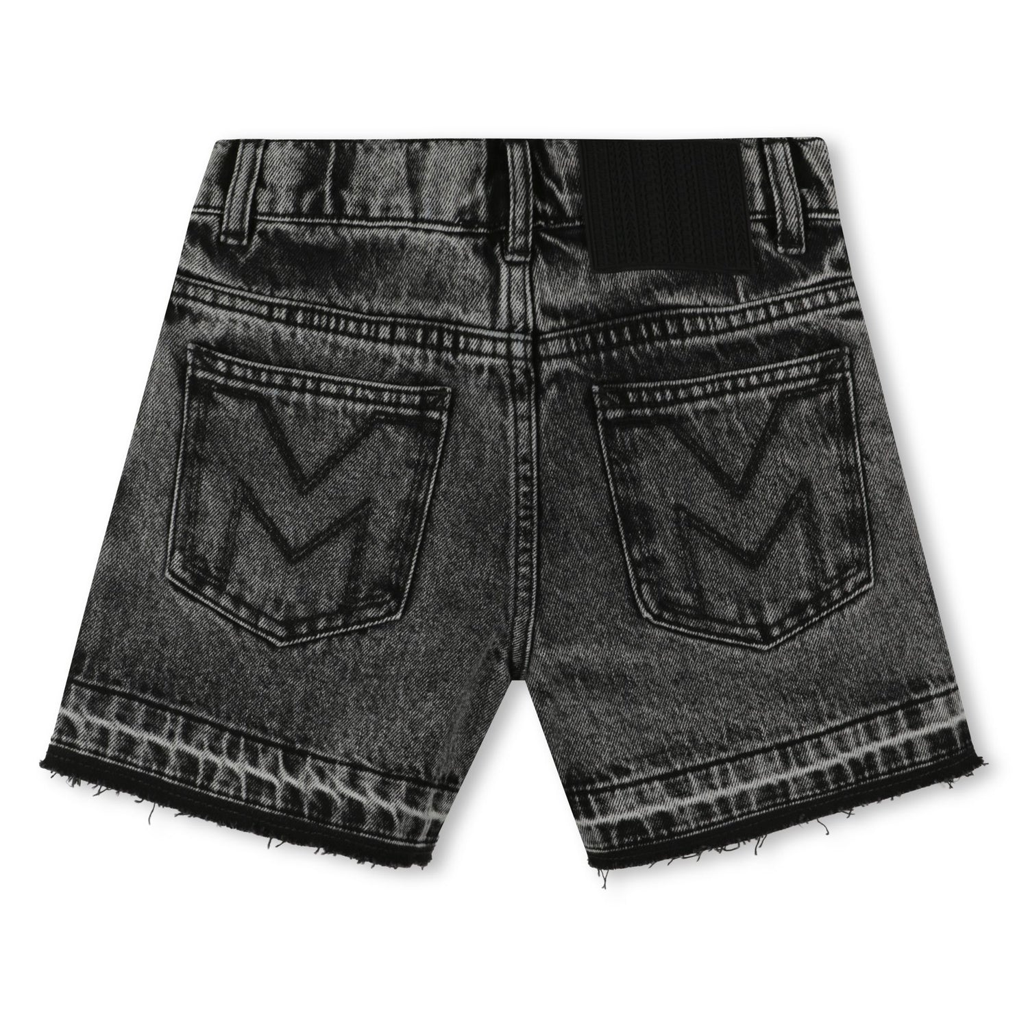 Black Denim Shorts with Cabochon and Rhinestone Detailing