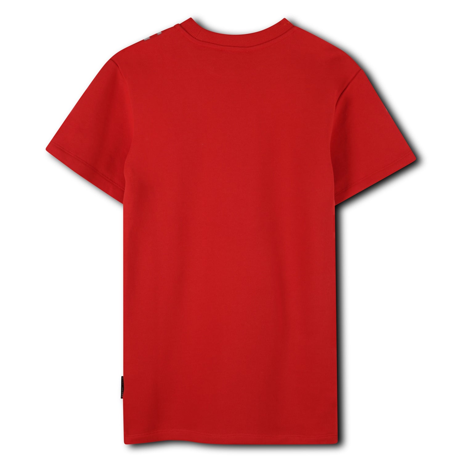 Red Cotton French Terry Dress with Trompe L’Oeil “Snapshot” Illustration