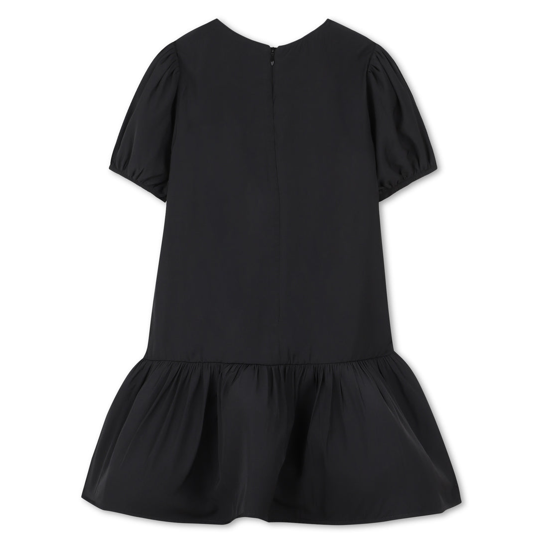 Black Short Sleeve Ceremony Dress with Cabochon and Rhinestone Bow