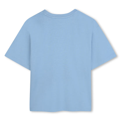 Organic Cotton Blue T-Shirt with Front Logo Print