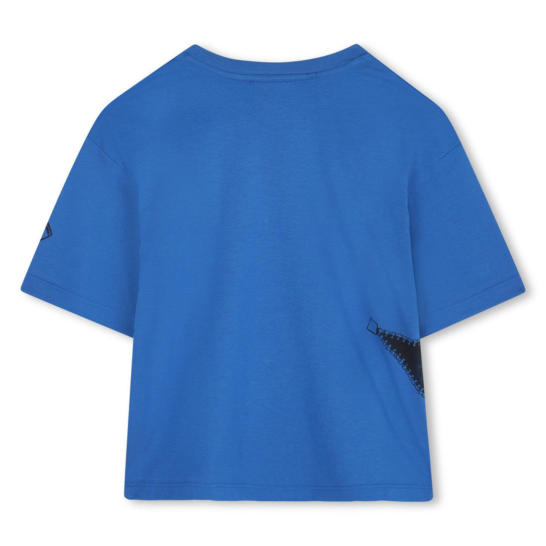 Short Sleeve T-Shirt with Zip Graphic Print, Blue