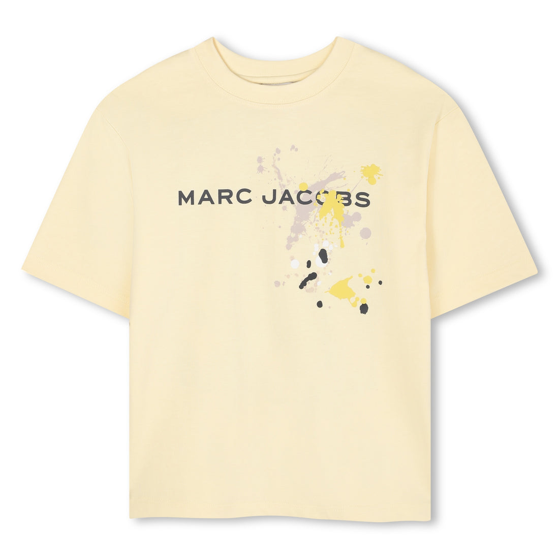 Short Sleeve Graphic T-Shirt with Paint Splatter Print, Light Yellow
