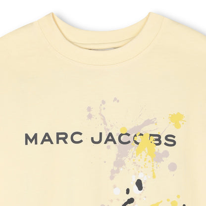 Short Sleeve Graphic T-Shirt with Paint Splatter Print, Light Yellow